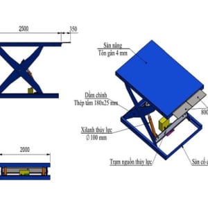 Bản vẽ thiết kế bàn nâng thủy lực 1 tấn tại HCM